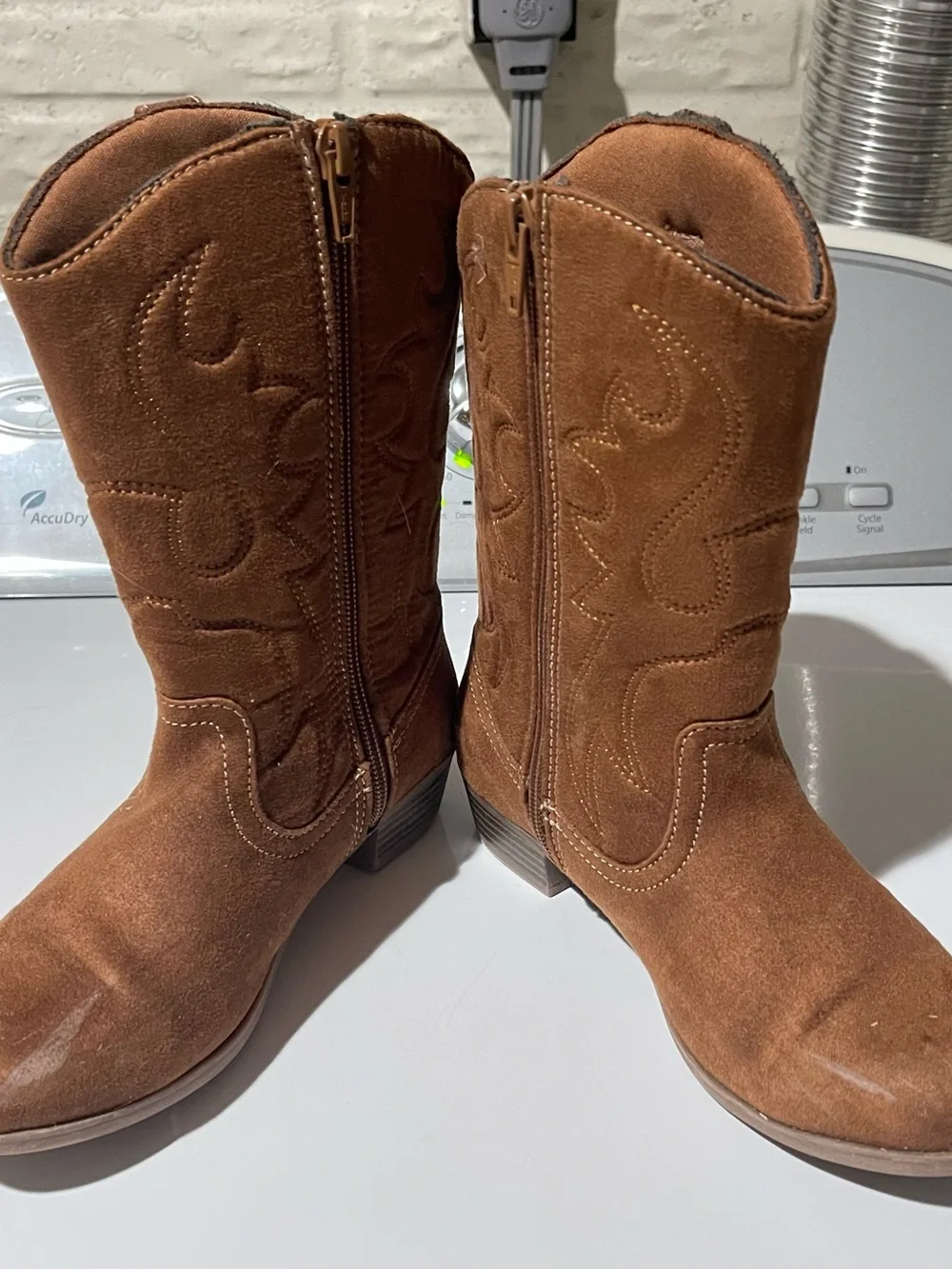 Sonoma Girls Brown Suede Western Pull-On Boots